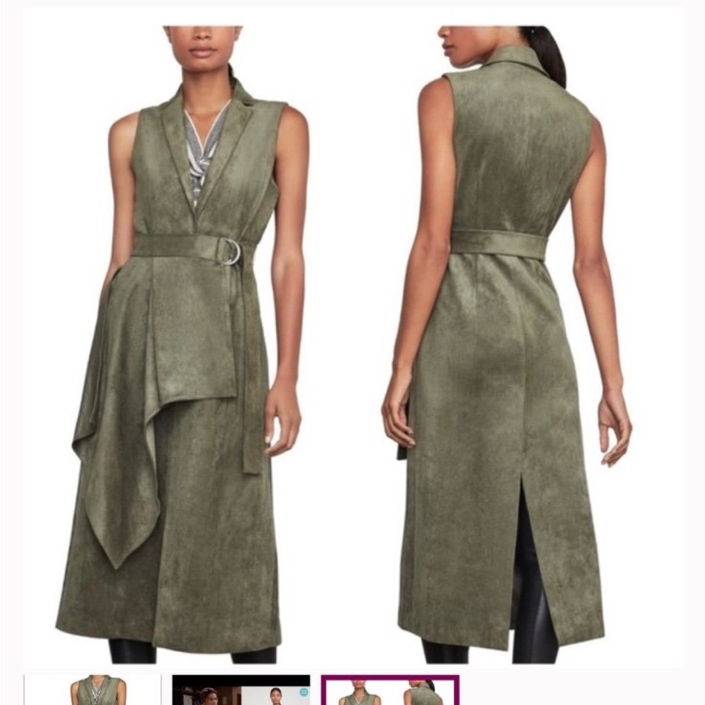 BCBGMaxAzria Green Halter Tie Front Midi Dress
